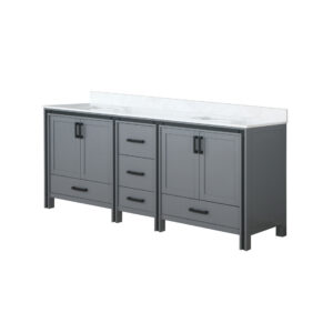 Ziva 84W x 22D Dark Grey Double Bath Vanity and White Quartz Top