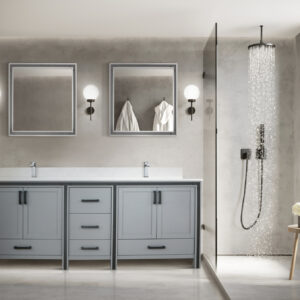 Ziva 84W x 22D Dark Grey Double Bath Vanity and 34Mirrors