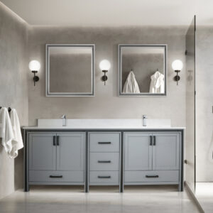 Ziva 84W x 22D Dark Grey Double Bath Vanity and 34Mirrors