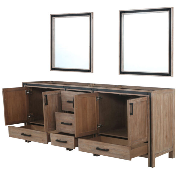 Ziva 84W x 22D Rustic Barnwood Double Bath Vanity and 34Mirrors