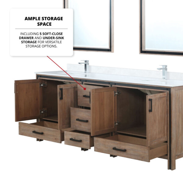 Ziva 84W x 22D Rustic Barnwood Double Bath Vanity and 34Mirrors