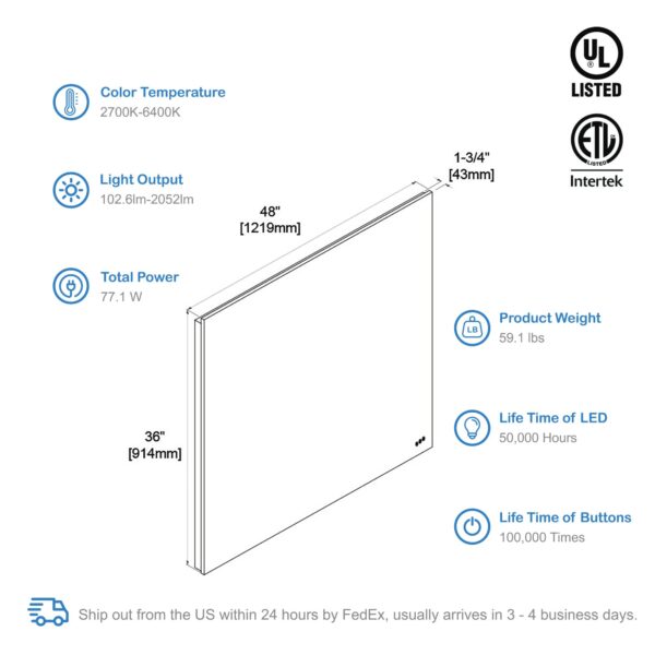 Blossom Beta - 48" LED Mirror Frosted Sides