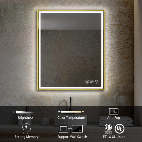 Blossom Stellar - 30" LED Mirror Brush Gold Frame