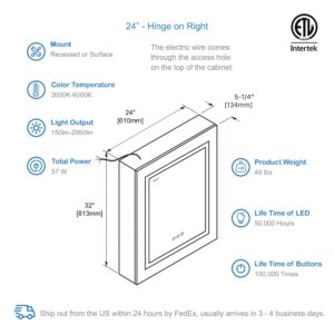 Blossom Asta - 24" LED Medicine Cabinet Right