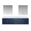 Geneva 80 in. W x 22 in. D Navy Blue Double Bath Vanity, Cultured Marble Top, and 30 in. LED Mirrors