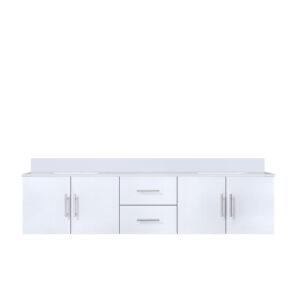 Geneva 80 in. W x 22 in. D Glossy White Double Bath Vanity and Cultured Marble Top