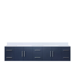 Geneva 84 in. W x 22 in. D Navy Blue Double Bath Vanity and Cultured Marble Top