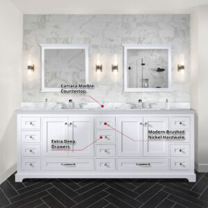 Dukes 84 in. W x 22 in. D White Double Bath Vanity and 34 in. Mirrors