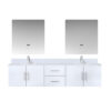 Geneva 80 in. W x 22 in. D Glossy White Double Bath Vanity, Cultured Marble Top, Faucet Set, and 30 in. LED Mirrors