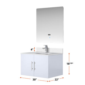 Geneva 30 in. W x 22 in. D Glossy White Bath Vanity and Cultured Marble Top