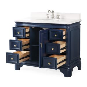 Chans Furniture 1044NB-QT 42 Inches Benton Collection Sesto Bathroom Vanity In Navy Blue