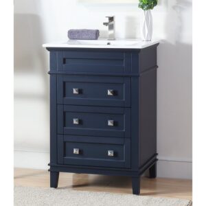 Chans Furniture ZK-1810-Z24NB 24 Inch Tennant Brand Felix Modern Navy Blue Sink Bathroom Vanity