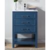 Chans Furniture 2822-V24TB 24 Inches Tennant Brand Aruzza Small Slim Narrow Teal Bathroom Vanity In Blue