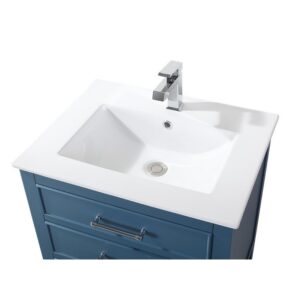 Chans Furniture 2822-V24TB 24 Inches Tennant Brand Aruzza Small Slim Narrow Teal Bathroom Vanity In Blue