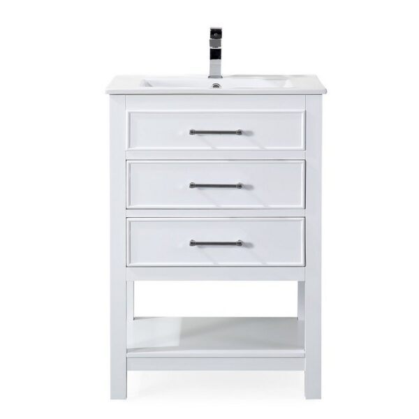 Chans Furniture 2822-V24W 24 Inches Tennant Brand Aruzza Small Slim Narrow Bathroom Vanity In White