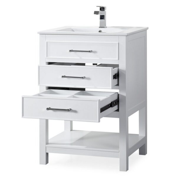 Chans Furniture 2822-V24W 24 Inches Tennant Brand Aruzza Small Slim Narrow Bathroom Vanity In White