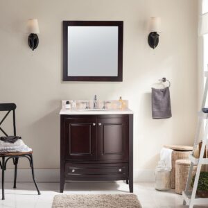 Laviva Estella 32" Brown Bathroom Vanity with Jerusalem Gold Marble Countertop