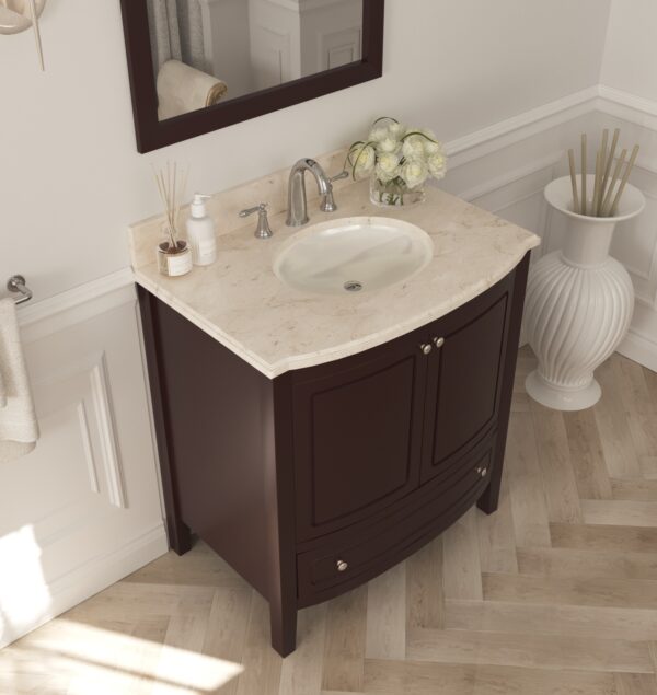 Laviva Estella 32" Brown Bathroom Vanity with Jerusalem Gold Marble Countertop