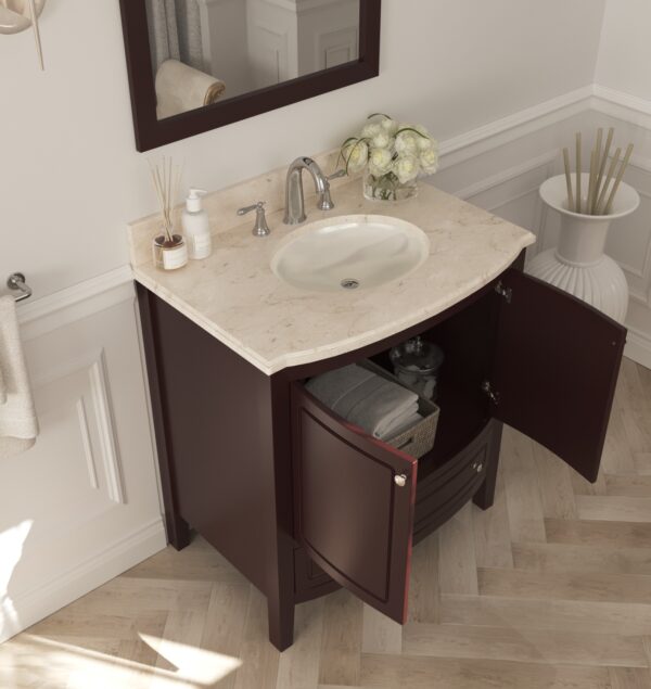 Laviva Estella 32" Brown Bathroom Vanity with Jerusalem Gold Marble Countertop