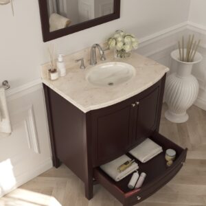 Laviva Estella 32" Brown Bathroom Vanity with Jerusalem Gold Marble Countertop