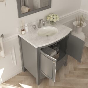 Laviva Estella 32" Grey Bathroom Vanity with White Carrara Marble Countertop