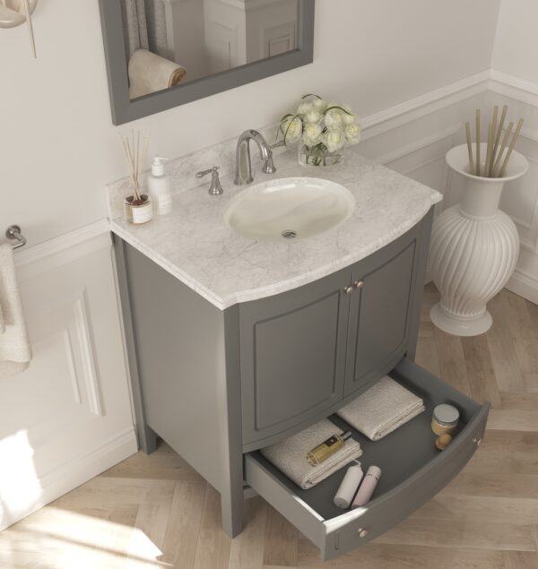 Laviva Estella 32" Grey Bathroom Vanity with White Carrara Marble Countertop