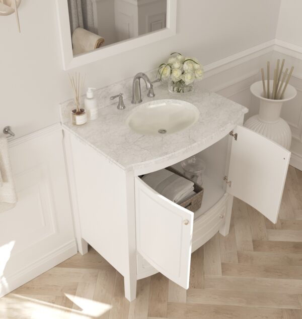 Laviva Estella 32" White Bathroom Vanity with White Carrara Marble Countertop