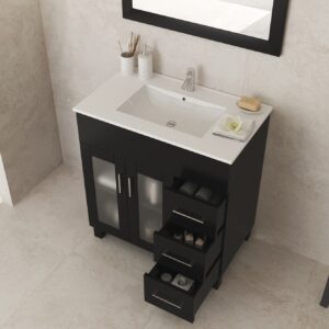 Laviva Nova 32" Espresso Bathroom Vanity with White Ceramic Basin Countertop