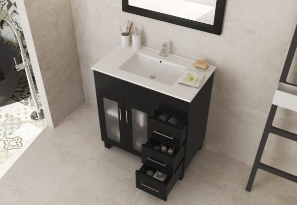 Laviva Nova 32" Espresso Bathroom Vanity with White Ceramic Basin Countertop