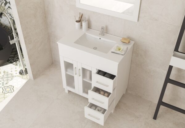 Laviva Nova 32" White Bathroom Vanity with White Ceramic Basin Countertop