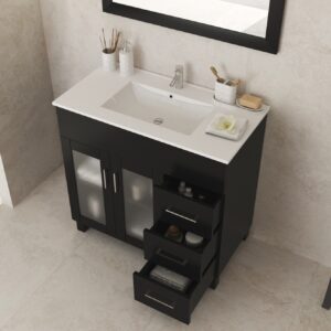 Laviva Nova 36" Espresso Bathroom Vanity with White Ceramic Basin Countertop