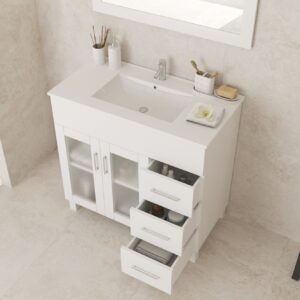 Laviva Nova 36" White Bathroom Vanity with White Ceramic Basin Countertop