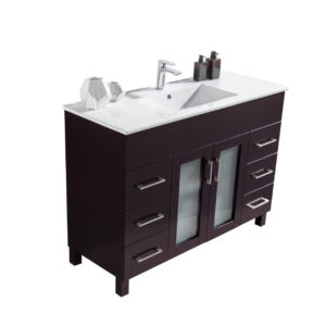 Laviva Nova 48" Brown Bathroom Vanity with White Ceramic Basin Countertop