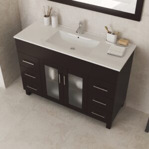 Laviva Nova 48" Brown Bathroom Vanity with White Ceramic Basin Countertop