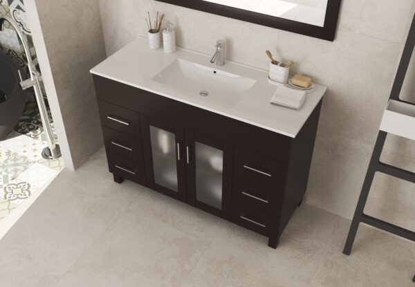 Laviva Nova 48" Brown Bathroom Vanity with White Ceramic Basin Countertop