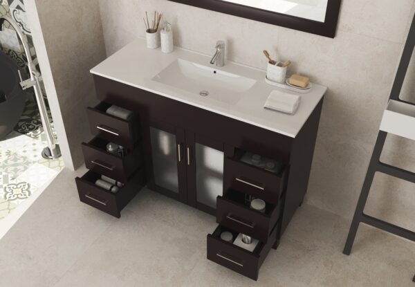 Laviva Nova 48" Brown Bathroom Vanity with White Ceramic Basin Countertop