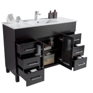 Laviva Nova 48" Espresso Bathroom Vanity with White Ceramic Basin Countertop