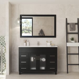 Laviva Nova 48" Espresso Bathroom Vanity with White Ceramic Basin Countertop