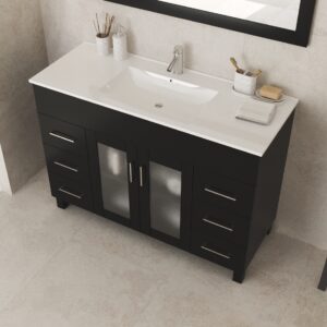 Laviva Nova 48" Espresso Bathroom Vanity with White Ceramic Basin Countertop