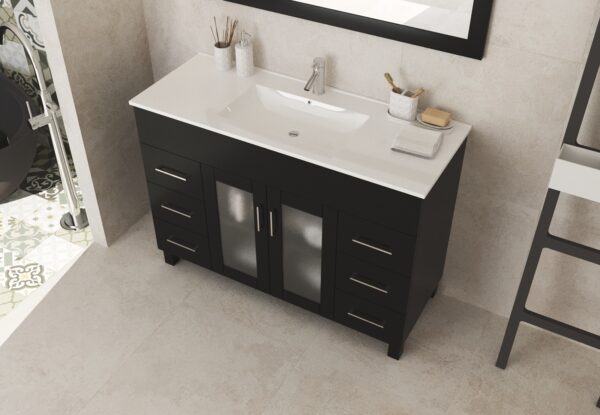 Laviva Nova 48" Espresso Bathroom Vanity with White Ceramic Basin Countertop