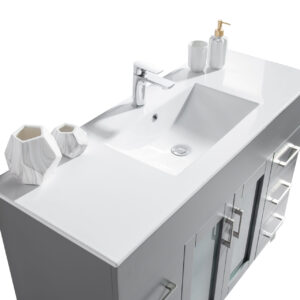 Laviva Nova 48" Grey Bathroom Vanity with White Ceramic Basin Countertop