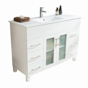 Laviva Nova 48" White Bathroom Vanity with White Ceramic Basin Countertop