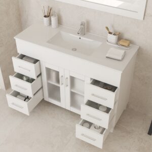 Laviva Nova 48" White Bathroom Vanity with White Ceramic Basin Countertop