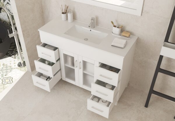 Laviva Nova 48" White Bathroom Vanity with White Ceramic Basin Countertop