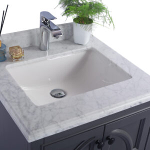 Laviva Odyssey 24" Maple Grey Bathroom Vanity with White Carrara Marble Countertop