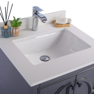 Laviva Odyssey 24" Maple Grey Bathroom Vanity with White Quartz Countertop