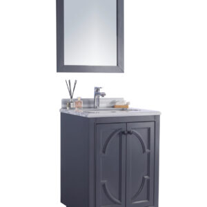 Laviva Odyssey 24" Maple Grey Bathroom Vanity with White Stripes Marble Countertop