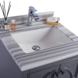 Laviva Odyssey 24" Maple Grey Bathroom Vanity with White Stripes Marble Countertop