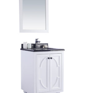 Laviva Odyssey 24" White Bathroom Vanity with Black Wood Marble Countertop