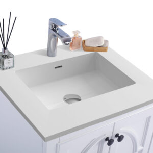 Laviva Odyssey 24" White Bathroom Vanity with Matte White VIVA Stone Solid Surface Countertop